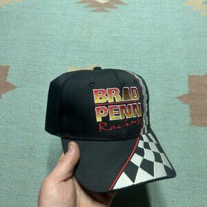 Vintage SnapBack hat cap Brad Penn racing oil checkered black formula 1 NOS